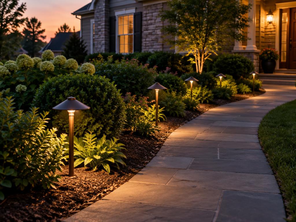 Low-voltage garden and pathway lighting on an automatic timer