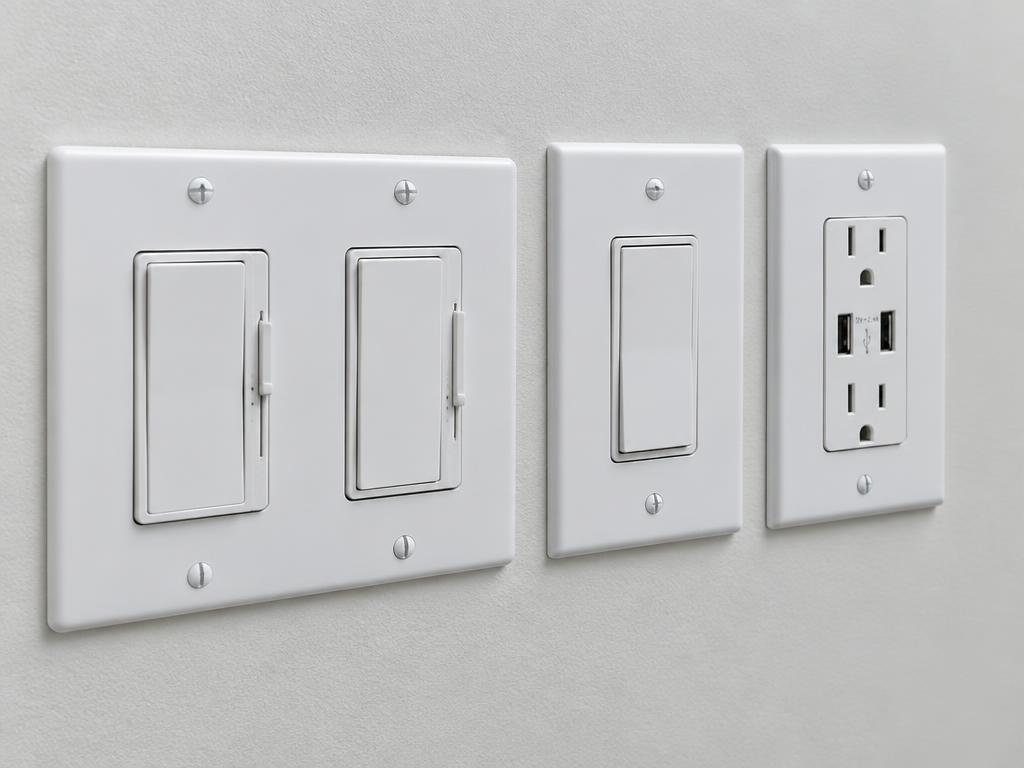 Dimmers, switches and modern outlets installed and tested